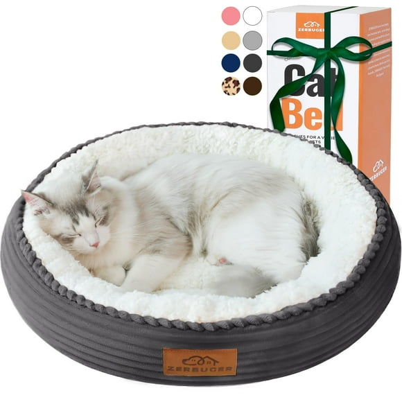 Cama para gatos Zerbuger, lavable, redonda, 50 cm, color gris oscuro