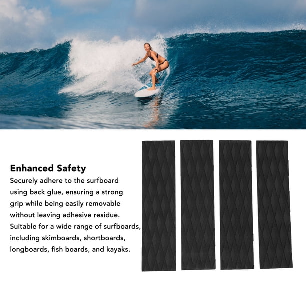 3 pièces Pad de Traction antidérapant de Planche de Surf, Planche de Surf Tailpad Deck Grip Skimboard Tail Pads Deck Grip(Noir