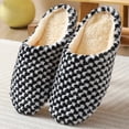 thumbnail image 2 of Soft Checkered Fuzzy Slippers for Women Men - Skin-friendly Plush Lined Winter House Slippers, Flexible & Breathable Non-Slip Home Slippers, 2 of 9