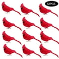 thumbnail image 4 of 12 Pcs Clip On Christmas Tree Ornament Decorations Red Feathers Artificial Birds, 4 of 8