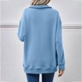 thumbnail image 4 of Jewelreauty Women Solid Color Lapel V Neck Sweatshirts Long Sleeve Pullover Cozy Tops Fashion Loose Fitting Hoodless Blouses (M, Sky Blue), 4 of 4