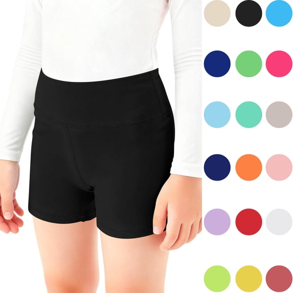 JOANKDMI Girls Athletic Shorts Teen High Waisted Tummy Control Workout Activewear Spandex Stretchy Biker Shorts for Gymnastics Dance Cheer Gym Volleyball Yoga Fitness