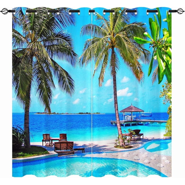 Scenery Curtains Nature Landscape Theme Window Drapes with Forest Tree Lake Misty Snow Mountain Scene Print Pattern Rod Pocket Curtains for Bedroom Living Room Office Cafe 2 Panels 52 x 63 Inch