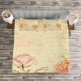 thumbnail image 3 of Ambesonne Vintage Quilted Bedspread Set 3 Pcs, Grunge Retro Flowers, King Size, Cream Pink, 3 of 3