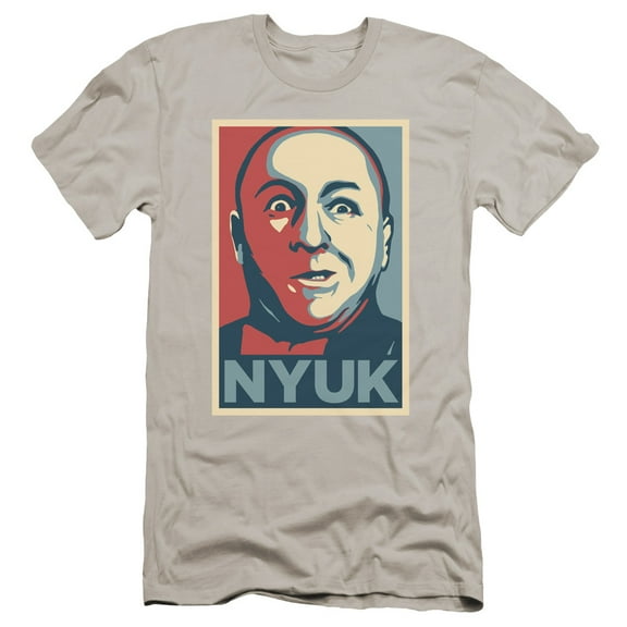 Three Stooges Nyuk Premium Canvas Adult Slim Fit 30/1 T-Shirt Silver