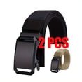 thumbnail image 1 of 2pcs Set of Boys Outdoor Tactical Sports Belts Automatic Lengthening Faux Leather Belt Ideal Choice for Larger Trouser Straps Suitable for Men And Women., 1 of 4