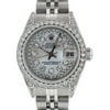 Pre-Owned Rolex Ladies Datejust Steel & 18K White Gold MOP Diamond Watch Jubilee Quick-Set