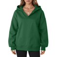 thumbnail image 6 of Womens Oversized Hoodies V Neck Sweatshirts Long Sleeve Pullover Loose Clothes 2025 Fall Trendy Tops Green L, 6 of 7