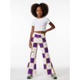 thumbnail image 4 of 5-6Y Girls Colored Flared Pants Digital Print Trousers Slim-Fit Wide Leg Flare for Spring Summer Autumn, 4 of 6