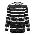 thumbnail image 2 of yillto Women Striped Top with Pockets Long Sleeve Crewneck Baggy Pullover Casual Shirts Fall Loose Sweatshirt, 2 of 5