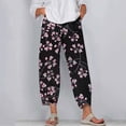 thumbnail image 3 of Fanxing Linen Pants for Women 2024 Floral Printed Cropped Pants Summer High Waisted Cotton Linen Palazzo Pants Wide Leg Long Lounge Pant Trousers XS,S,M,L,XL, 3 of 5