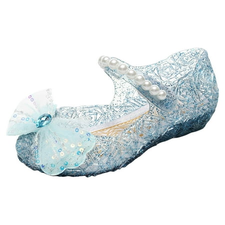 

JUMESG Little Girls Sandals Girls Dress Shoes Low Princess Flats Flower Wedding Party Glitter Shoes for Kids Toddler (Blue 29)