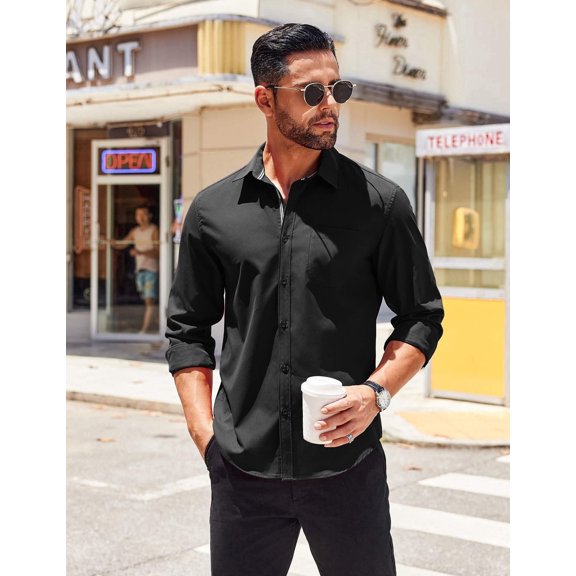 COOFANDY Men's Long Sleeve Casual Button Down Shirts Untucked Shirts for Men Regular Fit Dress Shirt