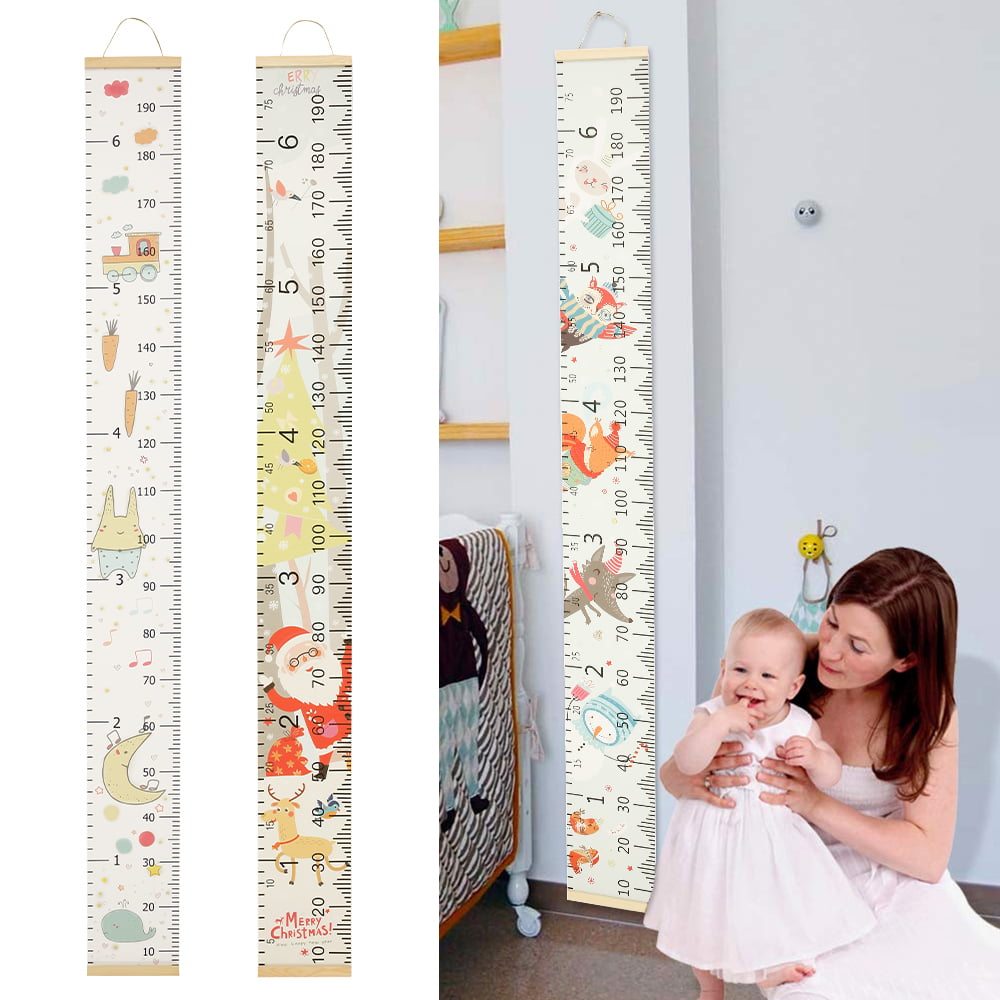 Children's Height Ruler Baby Growth Height Chart Canvas and Wood ...