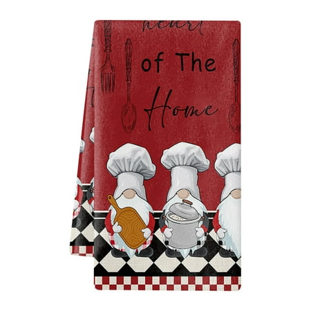 

Hand Towel Strong Water Absorption Soft Kitchen Cleaning Thick Cute Gnomes Print Microfiber Cleaning Towel for Hotel