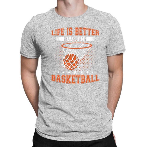 Camiseta Life is Better with Basketball Hombre-015689-Gris-XXL Tmvgtek Para estrenar