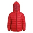 thumbnail image 4 of Kaerm Boys Girls Winter Coat Lightweight Packable Down Puffer Jacket Long Sleeve Hoodie Puffer Red 140, 4 of 7