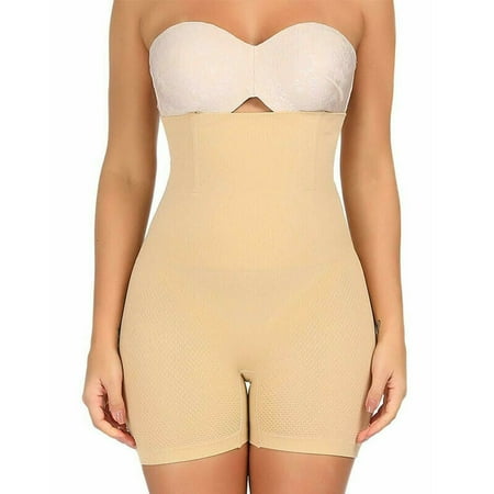 Womens Shapewear Tummy Control Girdle Shorts High-Waist Cincher Panty Butt Lifter Body Shaper Bodysuit(Beige M/L)