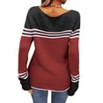 thumbnail image 4 of Langwyqu Spring Fall Striped Long Sleeve Round Neck Knit Sweater Casual Pullover, 4 of 4