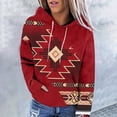 thumbnail image 3 of Jinhomg Womens Comfy Fall Sweatshirts 2026 Fashion Geometric Printed Print Hoodies Casual Loose Long Sleeve Drawstring Sweatshirt with Pocket Flash Red XL, 3 of 6