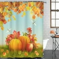 thumbnail image 2 of Halloween Pumpkins Lantern Bathroom Sets with Shower Curtain and Rugs and Accessories, Autumn Happy Stars Smile Shower Curtain Sets, Orange Fall Shower Curtains for Bathroom Decor 4 Pcs, 2 of 7