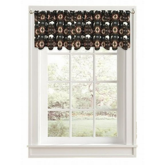 Color Drift Buffalo Roam Brown Tribal Window Valance Curtain Topper