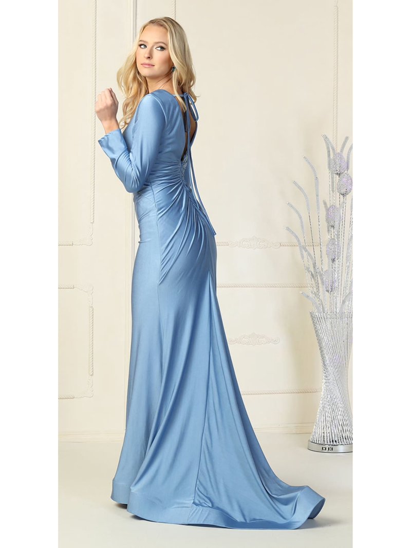 blue sorority dress V-neckline Bodycon Evening Gown