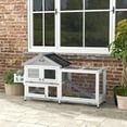 thumbnail image 2 of PawHut Wooden Rabbit Hutch with Openable Roof, Storage Box, Grey, 2 of 10