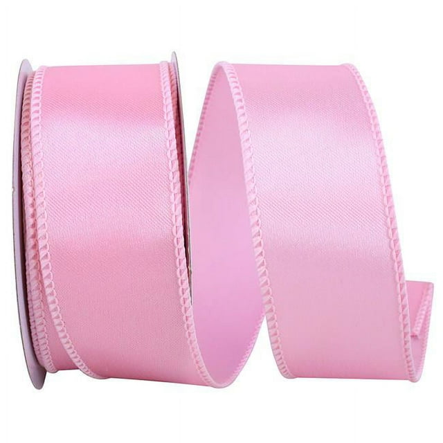 Reliant Ribbon 92575W-061-09F 1.5 in. Satin Value Wired Edge Ribbon, Pink - 10 Yards