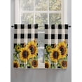 thumbnail image 3 of Sunflower Checkered Kitchen Curtains 45 Inches length, Black Buffalo Plaid Pastoral Flowers Window Treatment Curtain Drapes, Lightweight Window Panels for Living Room Bedroom, 52"x45", 2 Panels, 3 of 7