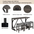 thumbnail image 4 of GZXS Modern 4-Piece Counter Height Table Set with Power Outlet, 59" Long Bar Table with USB/Type-C Ports & 3 Stools, Versatile Dining & Workstation Set for Home Office, Living Room (Dark Gray), 4 of 8