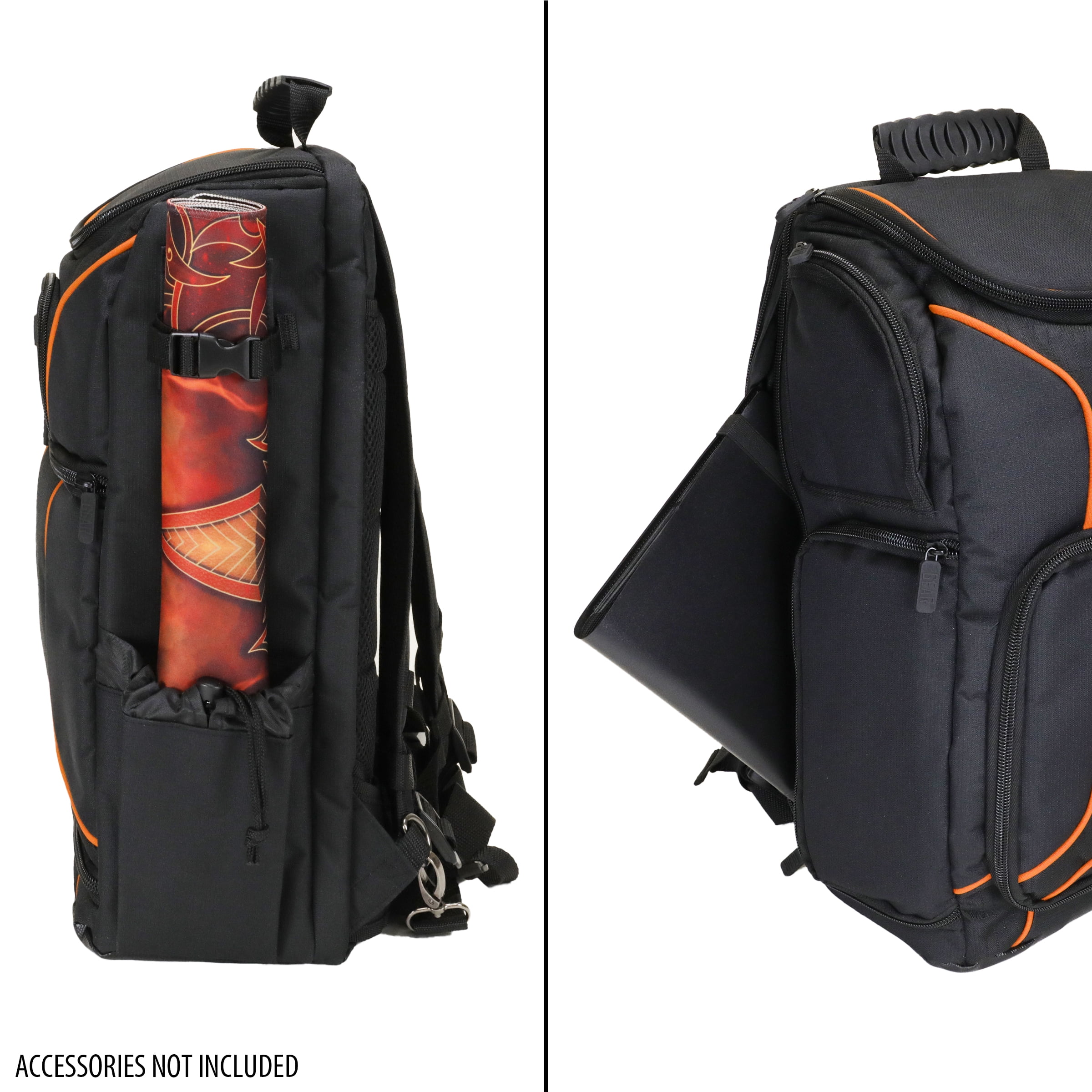 USA Gear MTG Backpack Compatible with Magic the Gathering, Playmat, Customizable Interior (Orange)