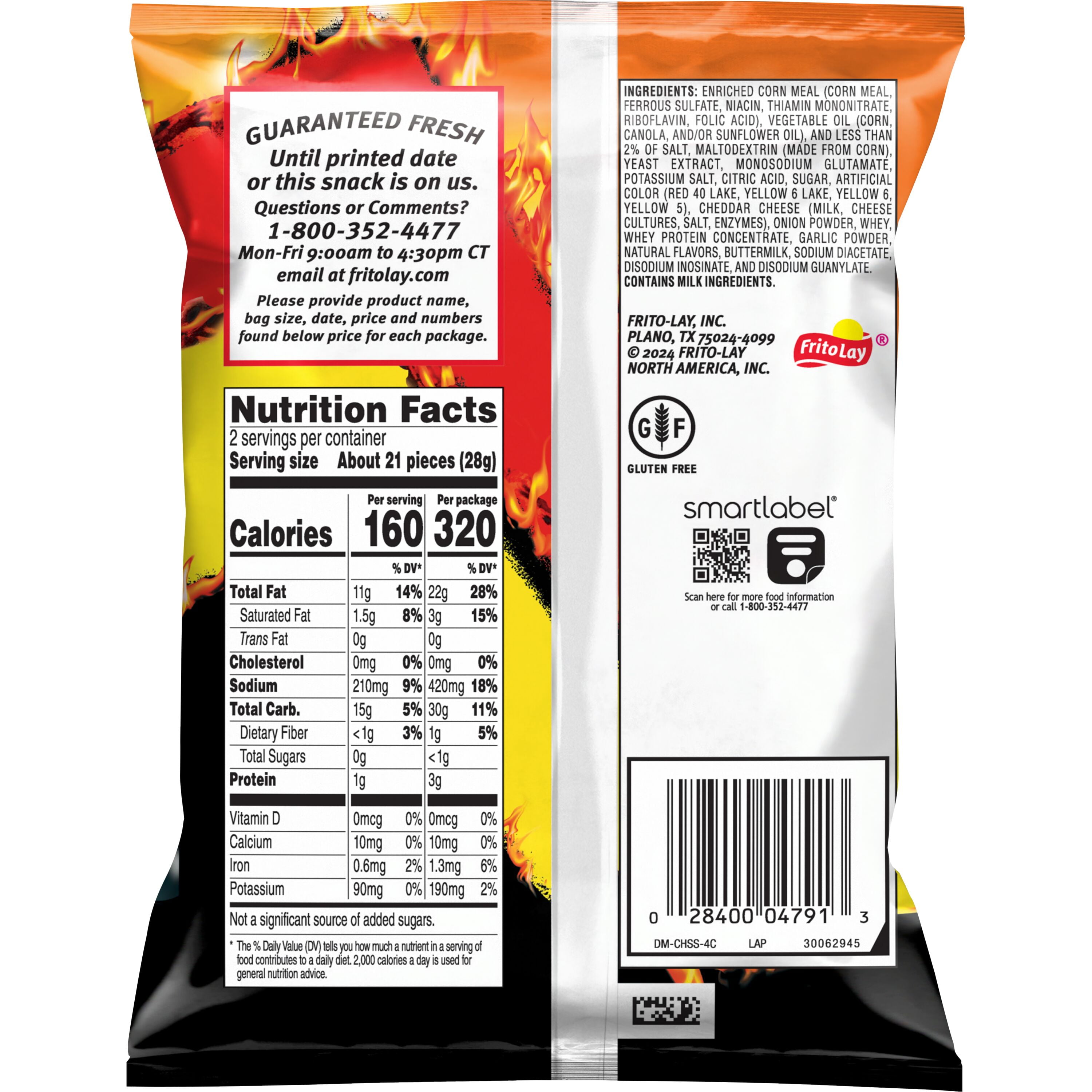 HI Cheetos® Flamin' Hot Crunchy Cheese Flavored Snack Chips, 2 oz Bag
