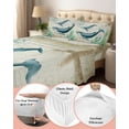 thumbnail image 2 of 4 Piece King Sheet Set Whale Coastal Sheets Set for King Size Bed, Breathable Soft Microfiber Bed Sheets Cooling Vintage Nautical Ocean Starfish Compass Fitted Sheet Deep Pocket, Pillowcases, 2 of 7