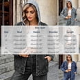 thumbnail image 3 of Nowekniz Women's Hooded Denim Shacket Jacket, Drawstring Button Front Long Sleeve Washed Jean Jacket with Pockets, Casual Western Outerwear, 3 of 7