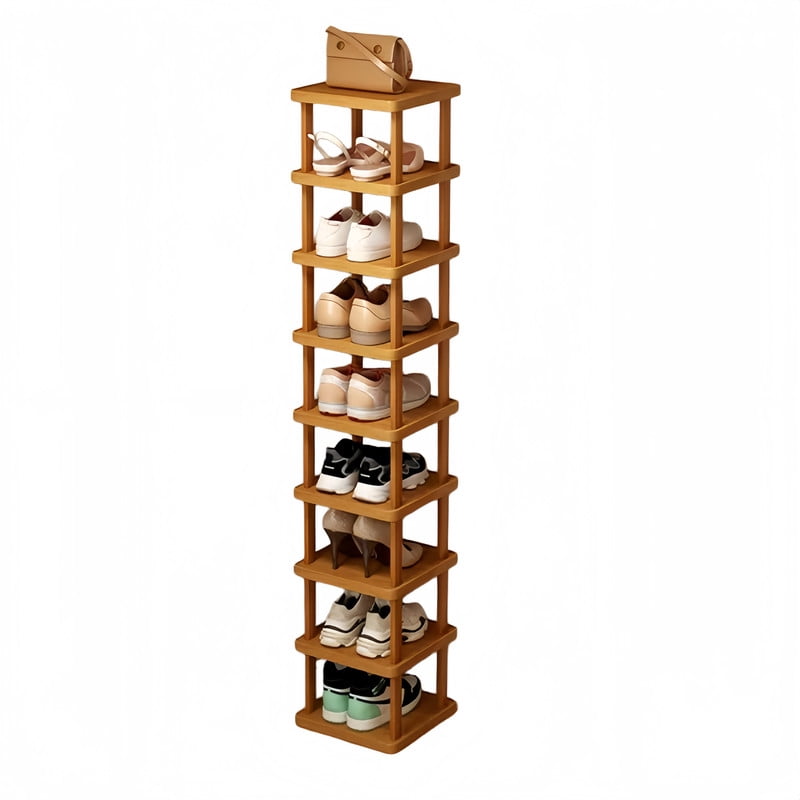Tall Shoe Rack 9 Tiers Vertical Narrow Shoe Rack for Entryway, Free Standing Closet Shoes Organizer, Space Saving Corner Shoes Shelf, Tall Shoe Tower