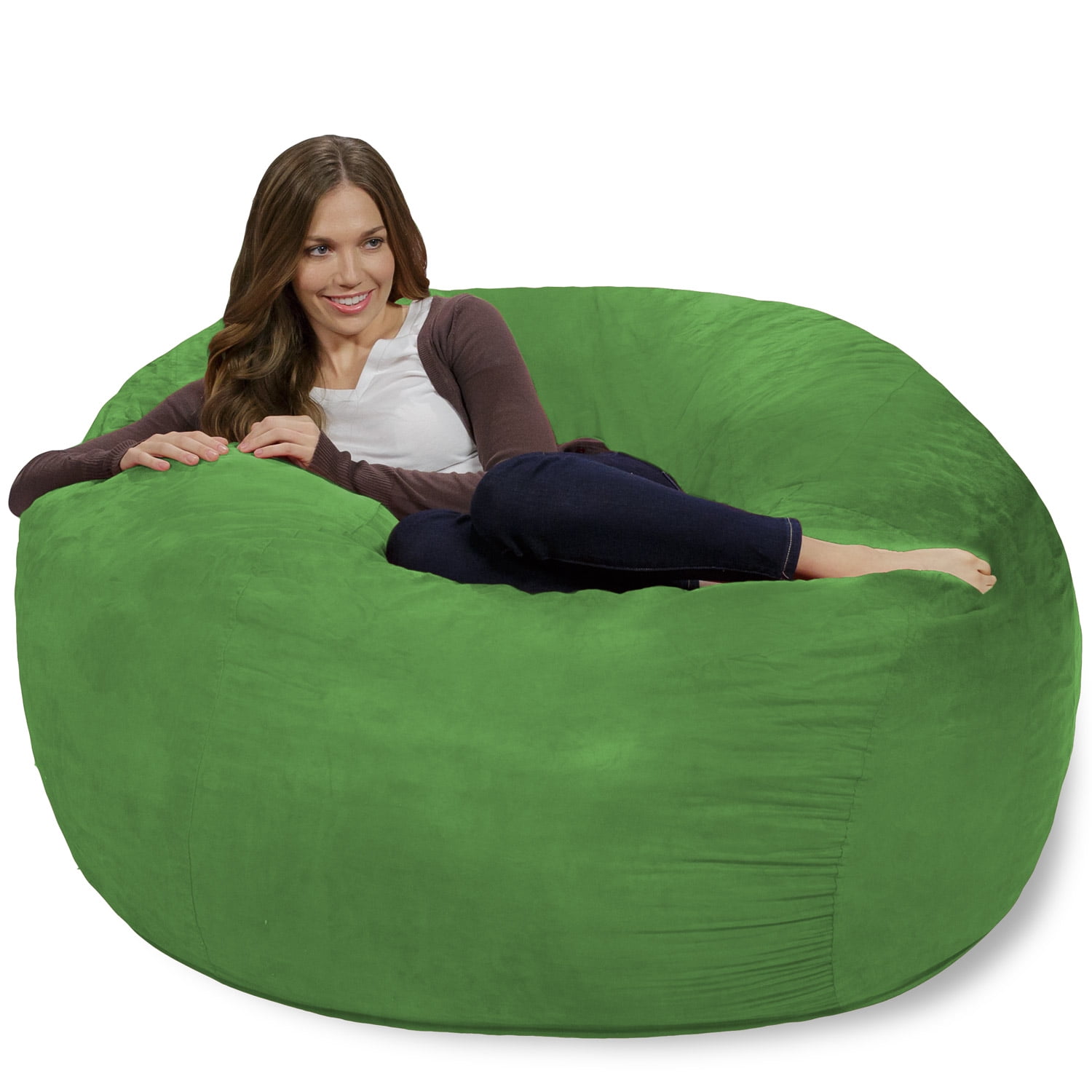 Chill Sack Bean Bag Chair, Memory Foam Lounger with Microsuede Cover, Kids, Adults, 4 ft, Lime