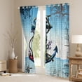 thumbnail image 3 of Erosebridal Vintage Anchor Curtains Teal Aqua Blue Blackout Curtains, Nautical Themed Curtains & Drapes Retro Compass Lighthouse Bedroom Curtains, Coastal Farmhouse Lodge Cabin Window Treatments, 3 of 6