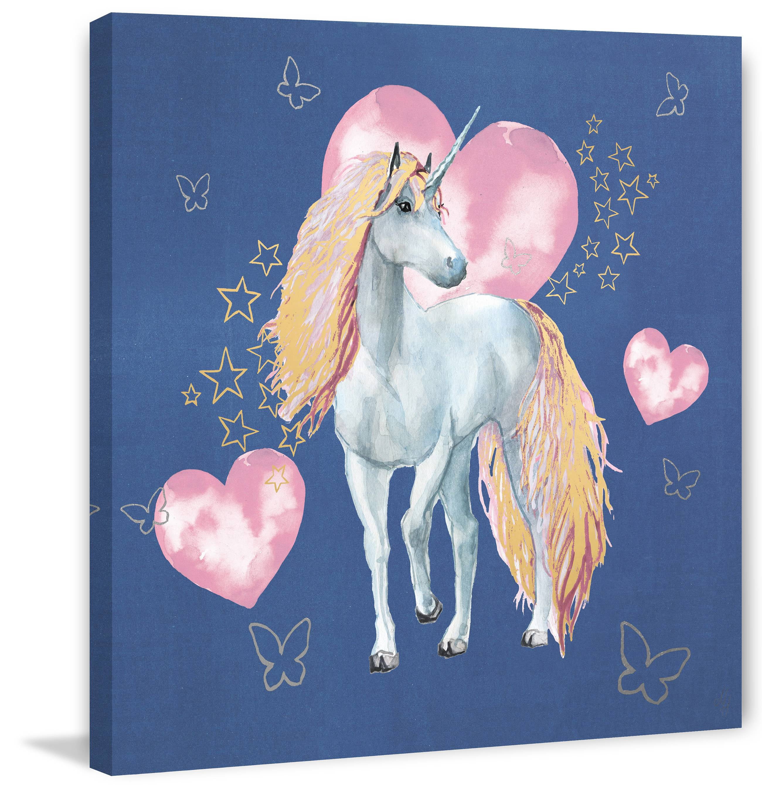 Marmont Hill Stars and Love Unicorn Canvas Wall Art