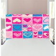 thumbnail image 1 of Love Headboard, Hearts in Square Shapes Geometrical Celebrate Art, Upholstered Decorative Metal Bed Headboard with Memory Foam, Twin Size, Blue Ivory Pink, by Ambesonne, 1 of 4