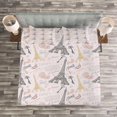 thumbnail image 3 of Ambesonne Paris Quilted Bedspread Set 3 Pcs, Nostalgic Sketch Words, King Size, Multicolor, 3 of 3