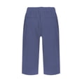 thumbnail image 6 of Bermuda Shorts for Women Linen Capri Pants Knee Length Drawstring Cropped Pants Summer Beach Vacation Long Shorts Royal Blue M, 6 of 6