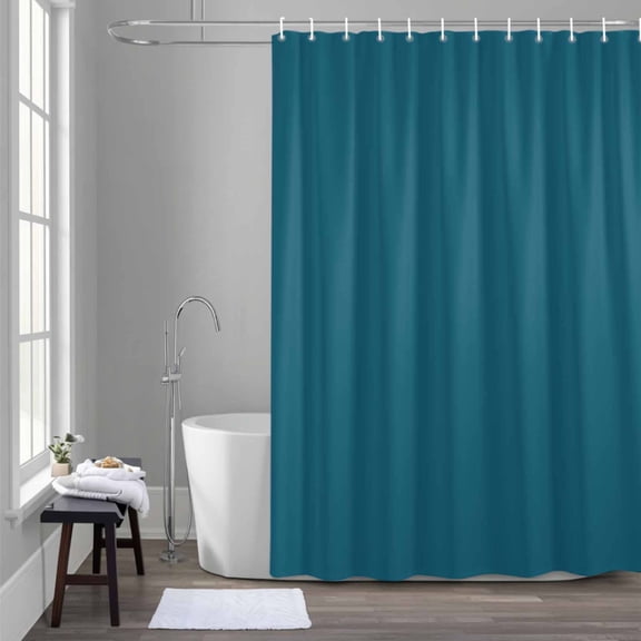 Solid Dark 72x72 Inches Waterproof Shower Curtain, Teal Bath Curtain Set with 12 Hooks Washable Shower Curtains for Bathroom Bathtub Decor