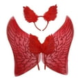 thumbnail image 2 of Alas de ángel con plumas para adultos y niños, accesorios para disfraz de ángel para fotografía Rojo, 2 of 9