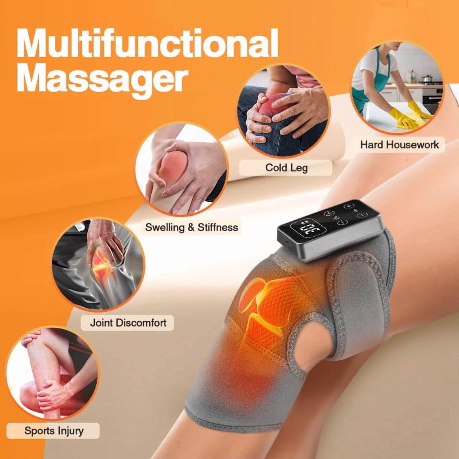 Cordless Heating Knee Massager, 2PCS Knee Shoulder Elbow 3-in-1 Heating Vibration Massager, Portable Wireless 3D Wrap Massager, Suitable For Office, Study, Home Ideal Gift