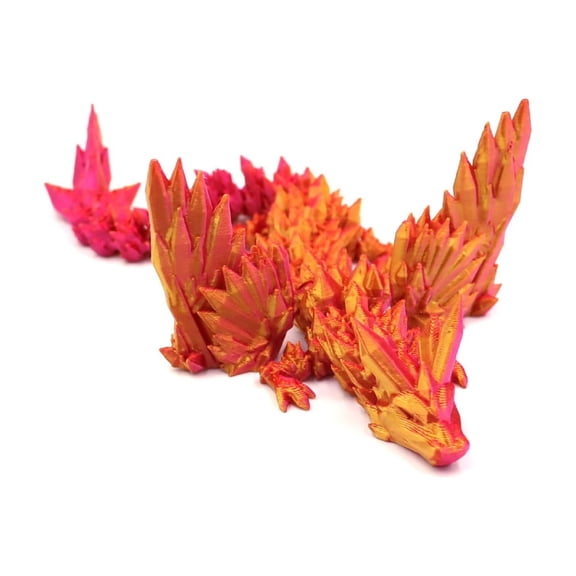 1pc Red Size: 18.5*4.5*4.5CM 3D Printed Crystal Dinosaur Dragon Figurine With Detachable Wings And Joints.