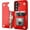 Red, variant on REQO for Samsung Galaxy S25 Wallet Case with Card Holder, PU Leather Kickstand Card Slots Case, Double Magnetic Clasp and Durable Shockproof Cover 5G 6.2 Inch
