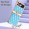 thumbnail image 3 of Allytech for Samsung Galaxy Z Flip 3 Case, PU Leather Shockproof Cover with Ring Stand Holder Diamond Pattern Flip Folio Case for Samsung Z Flip 3 2021, Blue, 3 of 7