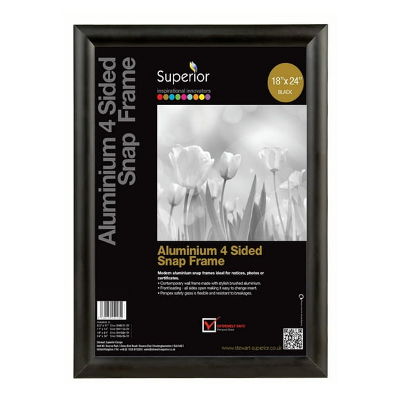 SECO Snap Poster Frame Case, 18 x 24 Inches, Black