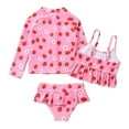 thumbnail image 2 of Baywell Girl's 3 Piece Pink Swimwear Bathing Suit Swimsuits Bikini and Shorts with Zipper Long Sleeve Cover Up,2-10Y, 2 of 6